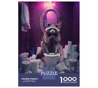 Rompecabezas para Adolescentes 1000 Funny Raccoon Toilet Rolls Rompecabezas para Adultos Juguetes De Bricolaje Análisis Y Lógica Ayudan A Ejercitar El Cerebro 38x26cm/1000pcs