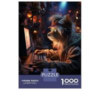 Rompecabezas para Adolescentes 1000 Gaming Hippie Dog Rompecabezas para Adultos Juego Práctico Mejora La Memoria para Cumpleaños, Navidad 38x26cm/1000pcs