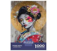Rompecabezas para Adolescentes 1000 Geisha Woman Art Print Rompecabezas para Adultos Juego Práctico Mejora La Memoria para Cumpleaños, Navidad 70x50cm/1000pcs