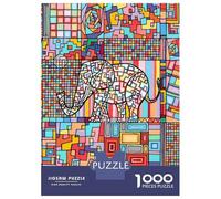 Rompecabezas Para Adolescentes 1000 Geometric Abstract Mosaic Cubism Elephant Art Rompecabezas Para Adultos Juego Práctico Patrón De Ensamblaje Oferta Como Regalos Para Toda La Familia 38x26cm/1000pcs