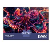 Rompecabezas para Adolescentes 1000 Glowing Octopus Art Print Rompecabezas para Adultos Juguete Decoración De Pared Alivia El Estrés Ayuda A Ejercitar El Cerebro 52x38cm/1000pcs