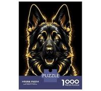 Rompecabezas para Adolescentes 1000 Golden German Shepherd Portrait on Black Rompecabezas para Adolescentes Juego De Ingenio Decoración De Pared Regalos Y Cumpleaños Únicos 70x50cm/1000pcs