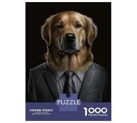 Rompecabezas para Adolescentes 1000 Golden Retriever Mens Suit Rompecabezas para Adultos Juguetes De Bricolaje Análisis Y Lógica Ayudan A Ejercitar El Cerebro 70x50cm/1000pcs