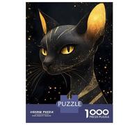 Rompecabezas para Adolescentes 1000 Golden Sphynx Cat Starry Night Rompecabezas para Adultos Juguete Decoración De Pared Alivia El Estrés Ayuda A Ejercitar El Cerebro 52x38cm/1000pcs
