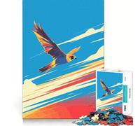 Rompecabezas para Adolescentes 1000 Halcón en Vuelo Ilustración Minimalista Arte Corte Exacto Juego Acertijo Regalo Tiempo de Juego Tranquilo Arte (38x26cm)