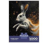 Rompecabezas para Adolescentes 1000 Hare in Motion with Golden Splashes Rompecabezas para Adultos Juegos Relajantes Decoración Perfecta Cumpleaños 38x26cm/1000pcs