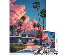 Rompecabezas para Adolescentes 1000 Ilustraciones de Casas Modernas de Palm Springs Juguetes de Bricolaje Gran Regalo para Juegos Juego de ingenio Ayuda a ejercitar el Cerebro tamaño 50x75cm
