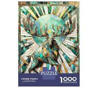 Rompecabezas para Adolescentes 1000 Jade Sun Elk Kintsugi Rompecabezas para Adultos Juego De Ingenio Carrera De Velocidad De Manos para Cumpleaños, Navidad 70x50cm/1000pcs
