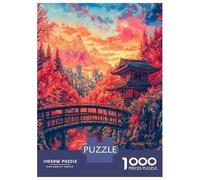 Rompecabezas para Adolescentes 1000 Japanese Garden Sunset Rompecabezas para Adultos Juego Práctico Mejora La Memoria para Cumpleaños, Navidad 52x38cm/1000pcs