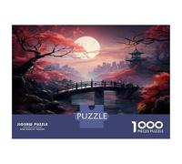 Rompecabezas para Adolescentes 1000 Japanese Garden with Full Moon Rompecabezas para Adultos Juguete Decoración De Pared Alivia El Estrés Ayuda A Ejercitar El Cerebro 70x50cm/1000pcs