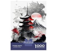Rompecabezas para Adolescentes 1000 Japanese Village Ink Wash Rompecabezas para Adultos Juguetes De Bricolaje Análisis Y Lógica Ayudan A Ejercitar El Cerebro 38x26cm/1000pcs