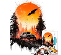 Rompecabezas para Adolescentes 1000 Jeep Aventura al Atardecer Actividades Divertidas en casa Carrera de Velocidad Juegos Familiares para Mayores de 14 años (50x75cm)