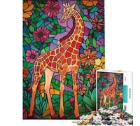 Rompecabezas para Adolescentes 1000 Jirafas en Mosaico Floral Rompecabezas antiestrés para Adolescentes Ayuda a desarrollar el Pensamiento analítico y lógico Ejercicio Cerebral (Tamaño 38x52cm)