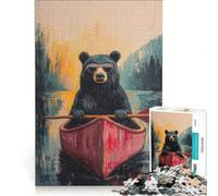 Rompecabezas para Adolescentes 1000 Just A Chill Bear in A Canoe, Juguetes para armar, decoración para el hogar, Regalo Ideal para Toda la Familia 38x26cm