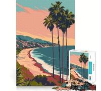 Rompecabezas para Adolescentes 1000 LA Beach Sunset Art Exact Cut Play Brain Puzzle Gift Relajante Play Time Christmas Art Gift (38x52cm)
