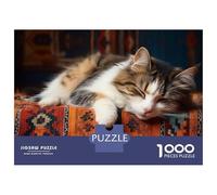 Rompecabezas para Adolescentes 1000 Lazy Sleepy Cat Rompecabezas para Adolescentes Juego De Ingenio Decoración De Pared Regalos Y Cumpleaños Únicos 38x26cm/1000pcs