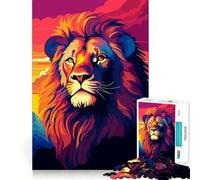 Rompecabezas para Adolescentes 1000 Leones Puesta de Sol Pixel Art Corte Exacto Juego Acertijo Regalo Tiempo de Juego Relajante Regalo de Arte Navideño (38x52cm)