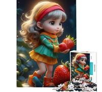 Rompecabezas para Adolescentes 1000 Lindas Fresas Niñas Diversión Divertida Actividades en Casa Mejora la Memoria Juegos Divertidos Adecuado para Personas de 14 AÑOS en adelante 38x26cm