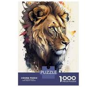 Rompecabezas para Adolescentes 1000 Lion Watercolor Print Rompecabezas para Adultos Juego Práctico Mejora La Memoria para Cumpleaños, Navidad 38x26cm/1000pcs