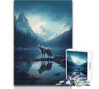 Rompecabezas para Adolescentes 1000 Lobo Solitario en un Lago Juego de desafío único Desafío difícil Regalos de cumpleaños Tamaño 50x75cm