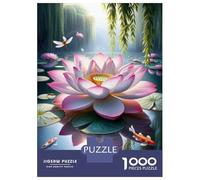 Rompecabezas para Adolescentes 1000 Lotus Pond with Koi Fish Rompecabezas para Adultos Juego Práctico Mejora La Memoria para Cumpleaños, Navidad 70x50cm/1000pcs