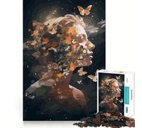 Rompecabezas para Adolescentes 1000 Mariposas,Rostro de Mujer,Arte,Corte preciso,Divertido,Creativo,Juego Mental,Relajante,Tiempo de diversión,Regalo de Arte navideño (50x75cm)
