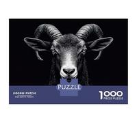Rompecabezas para Adolescentes 1000 Monochrome Ram Portrait Rompecabezas para Adultos Juegos Relajantes Decoración Perfecta Cumpleaños 70x50cm/1000pcs