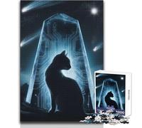 Rompecabezas para Adolescentes: 1000 monolitos, Gato y Cielo cósmico Juego único, desafío difícil, Regalos de cumpleaños Tamaño: 38x52cm