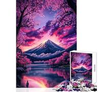 Rompecabezas para Adolescentes 1000 Monte Fuji Sakura Atardecer Paisaje 1000 Rompecabezas Juego práctico Grandes Regalos y Juguetes Corte de precisión (38x26cm)