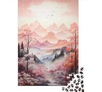 Rompecabezas para Adolescentes 1000 Mountain Serenity Pink Trees & Misty Peaks Rompecabezas DIY Juguetes Difícil Oferta Difícil como Regalos para Toda La Familia 70x50cm/1000pcs