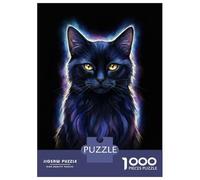 Rompecabezas para Adolescentes 1000 Mystical Cosmic Black Cat Rompecabezas para Adultos Juego De Ingenio Carrera De Velocidad De Manos para Cumpleaños, Navidad 52x38cm/1000pcs