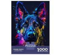 Rompecabezas para Adolescentes 1000 Neon German Shepherd Rompecabezas para Adultos Juguetes De Bricolaje Análisis Y Lógica Ayudan A Ejercitar El Cerebro 38x26cm/1000pcs