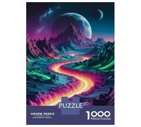 Rompecabezas para Adolescentes 1000 Neon Road Through Mountains Rompecabezas para Adultos Juguete Decoración De Pared Alivia El Estrés Ayuda A Ejercitar El Cerebro 70x50cm/1000pcs