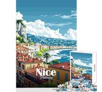 Rompecabezas para Adolescentes 1000 Niza Francia Paisaje Urbano Juguete Educativo Grandes Regalos y Juguetes Juegos Divertidos Colección de Artistas Bellas Artes Tamaño 38x52cm