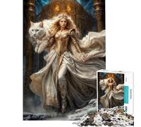 Rompecabezas para Adolescentes 1000 North Goddess Freya Gato Blanco Actividades Divertidas en casa Carrera de Velocidad de Manos Juegos Familiares para Mayores de 14 años (50x75cm)