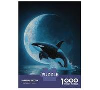 Rompecabezas para Adolescentes 1000 Orca Leaping Under The Moon Rompecabezas para Adultos Juguete Decoración De Pared Alivia El Estrés Ayuda A Ejercitar El Cerebro 52x38cm/1000pcs