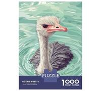 Rompecabezas para Adolescentes 1000 Ostrich Swimming in Water Illustration Rompecabezas Juegos Familiares Regalos para Mujeres Oferta como Regalos para Toda La Familia 38x26cm/1000pcs