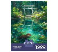 Rompecabezas para Adolescentes 1000 Otter in Japanese Garden Pond Rompecabezas para Adultos Juguete Decoración De Pared Alivia El Estrés Ayuda A Ejercitar El Cerebro 70x50cm/1000pcs