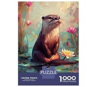 Rompecabezas para Adolescentes 1000 Otter in Lotus Pond Rompecabezas Juegos Familiares Regalos para Mujeres Oferta como Regalos para Toda La Familia 38x26cm/1000pcs