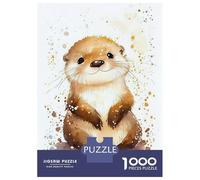 Rompecabezas para Adolescentes 1000 Otter Watercolor Cute Rompecabezas DIY Juguetes Difícil Oferta Difícil como Regalos para Toda La Familia 52x38cm/1000pcs
