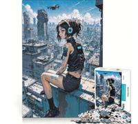 Rompecabezas para Adolescentes 1000 Paisaje Urbano distópico para Chicas, Juego Familiar, Actividades Divertidas para Hacer en casa, 38x26cm