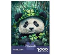 Rompecabezas para Adolescentes 1000 Panda in Clover Hat-1 Rompecabezas para Adultos Juego Práctico Patrón De Ensamblaje Oferta como Regalos para Toda La Familia 38x26cm/1000pcs