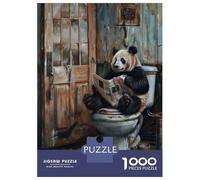 Rompecabezas para Adolescentes 1000 Panda Reading Newspaper on Toilet Rompecabezas para Adultos Juego Práctico Mejora La Memoria para Cumpleaños, Navidad 70x50cm/1000pcs