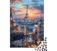 Rompecabezas para Adolescentes 1000 Paris Eiffel Tower Sunset-5 Rompecabezas para Adultos Juguete Decoración De Pared Alivia El Estrés Ayuda A Ejercitar El Cerebro 70x50cm/1000pcs