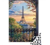 Rompecabezas para Adolescentes 1000 Paris Eiffel Tower View Rompecabezas para Adultos Juguete Decoración De Pared Alivia El Estrés Ayuda A Ejercitar El Cerebro 70x50cm/1000pcs