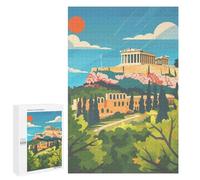 Rompecabezas para Adolescentes 1000 PCS Acropolis Athens Illustration Rompecabezas para Adultos Juego Práctico Decoración De Pared Cumpleaños Y Navidad 1000 PCS