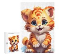 Rompecabezas para Adolescentes 1000 PCS Adorable Baby Tiger Illustration Rompecabezas para Adolescentes Juguetes Antiestrés Mejora La Memoria 1000 PCS