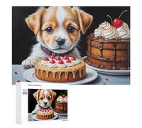 Rompecabezas para Adolescentes 1000 PCS Adorable Puppy with Cakes Rompecabezas para Adultos Juguetes De Bricolaje Desafío Difícil Cumpleaños 1000 PCS