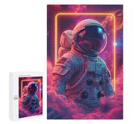 Rompecabezas para Adolescentes 1000 PCS Astronaut Neon Space Rompecabezas para Adultos Juego De Ingenio Decoración Diversión En Casa Actividades, 1000 PCS