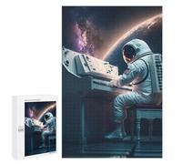 Rompecabezas para Adolescentes 1000 PCS Astronaut Playing Piano in Space -1 Rompecabezas para Adultos Juego Familiar Decoración Desafiante De Completar 1000 PCS